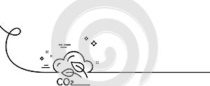 Co2 gas line icon. Carbon dioxide emissions sign. Continuous line with curl. Vector