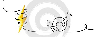 Co2 gas line icon. Carbon dioxide emissions sign. Continuous line with curl. Vector