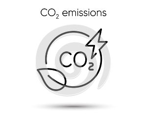 Co2 gas line icon. Carbon dioxide offset sign. Co2 emissions symbol. Vector