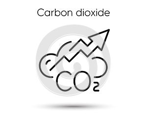 Co2 gas line icon. Carbon dioxide offset sign. Co2 emissions up trend symbol. Vector