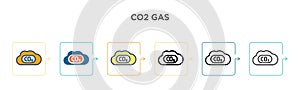 Co2 gas vector icon in 6 different modern styles. Black, two colored co2 gas icons designed in filled, outline, line and stroke