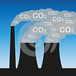 Co2 industry air pollution smog and noxious gas emission