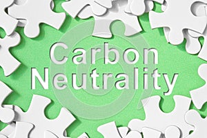 CO2 Net-Zero Emission - Carbon Neutrality concept in jigsaw puzzle shape