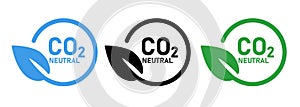 CO2 neutral carbon dioxide symbol label leaf circle tag stamp