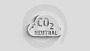 CO2 neutral zero emission decarbonize symbol 3d with shadow