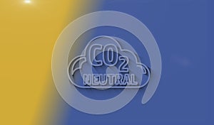 CO2 neutral zero emission decarbonize symbol 3d with shadow