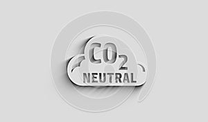 CO2 neutral zero emission decarbonize symbol 3d with shadow