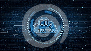 CO2 neutral zero emission decarbonize symbol loop digital concept