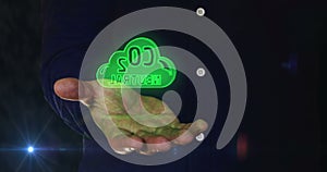 CO2 neutral zero emission decarbonize symbol over hand