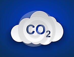 CO2 paper cloud icon, smoke pollutant damage, smog pollution concept, environmental pollution, emissions, carbon dioxide formula