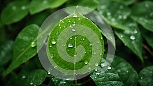 CO2 reducing icon on green leaf with water droplet for decrease CO2 , carbon footprint and carbon credit to limit global warming