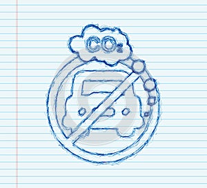 CO2 sketch logo in flat style isolated on empty background. Flat icon on white backdrop. Vector logo illustration