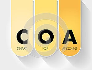 COA - Chart of Account acronym, business concept background photo