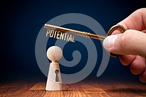 Coach has a key to unlock potential - motivation concept