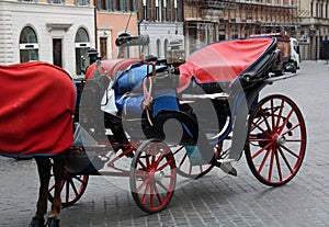 Coach with horse in Rome.