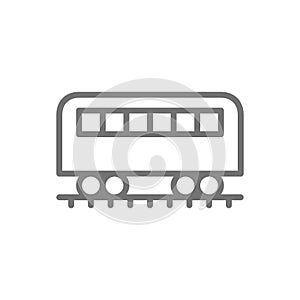 Coach on rails, train wagon, subway line icon.