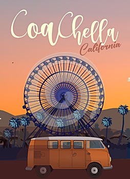 Coachella California travel poster