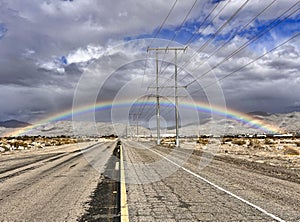 Coachella Valley Rainbow over Road in Desert Hot Springs