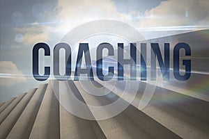 Coaching against steps against blue sky