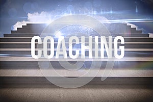 Coaching against steps against blue sky
