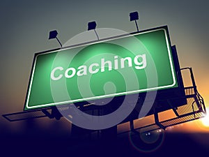 Coaching - Billboard on the Sunrise Background.