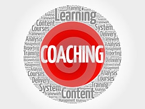 COACHING circle word cloud