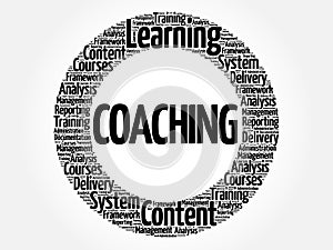 COACHING circle word cloud