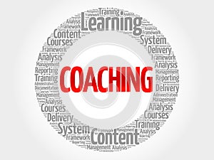 COACHING circle word cloud