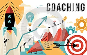 Coaching concept line art colorful modern design