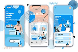 Coaching concept onboarding screens for mobile app templates