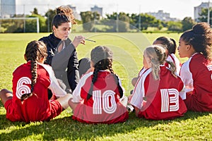 Coaching, exercise or coach with children for soccer strategy, training and team goals in Canada. Team building