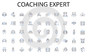 Coaching expert line icons collection. Knowledge, Learning, Wisdom, Curiosity, Exploration, Analysis, Rationality vector