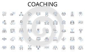 Coaching line icons collection. Nerking, Gatherings, Celebrations, Mixers, Parties, Festivities, Soirees vector and