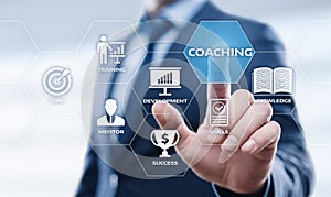 Coaching Mentoring Education Business Training Development E-learning Concept photo