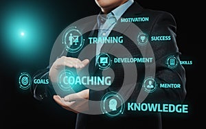 Coaching Mentoring Education Business Training Development E-learning Concept photo
