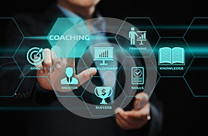 Coaching Mentoring Education Business Training Development E-learning Concept photo