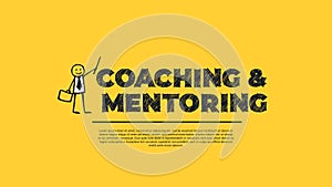 Coaching and Mentoring - Simple Design with Cartoon Businessman.