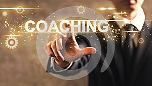 Coaching text with businessman