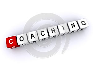 coaching word block on white