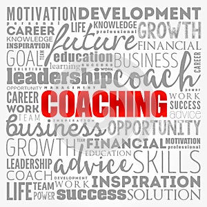 COACHING word cloud collage, business concept background