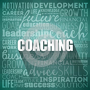 COACHING word cloud collage, business concept background