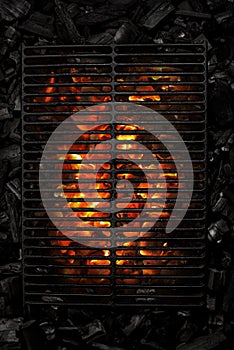 Coal backgraund withe black grate black background fire