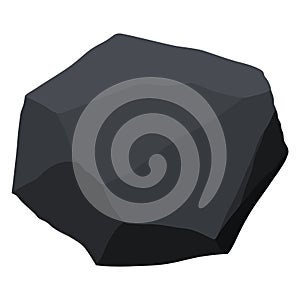 Coal black mineral resources. Pieces of fossil stone. Polygonal shape. Black rock stone of graphite or charcoal. Energy photo