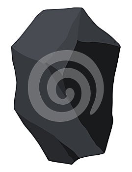 Coal black mineral resources. Pieces of fossil stone. Polygonal shape. Black rock stone of graphite or charcoal. Energy photo