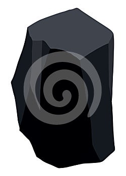 Coal black mineral resources. Pieces of fossil stone. Polygonal shape. Black rock stone of graphite or charcoal. Energy photo