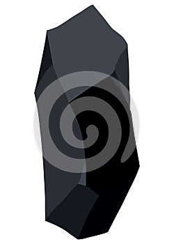 Coal black mineral resources. Pieces of fossil stone. Polygonal shape. Black rock stone of graphite or charcoal. Energy photo