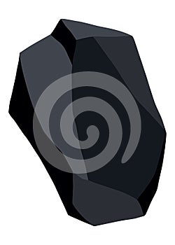 Coal black mineral resources. Pieces of fossil stone. Polygonal shape. Black rock stone of graphite or charcoal. Energy photo