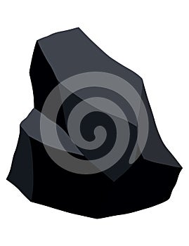 Coal black mineral resources. Pieces of fossil stone. Polygonal shape. Black rock stone of graphite or charcoal. Energy photo