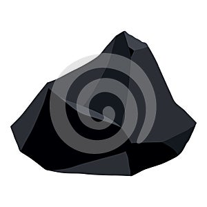 Coal black mineral resources. Pieces of fossil stone. Polygonal shape. Black rock stone of graphite or charcoal. Energy photo