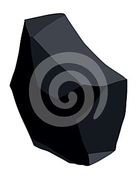 Coal black mineral resources. Pieces of fossil stone. Polygonal shape. Black rock stone of graphite or charcoal. Energy photo